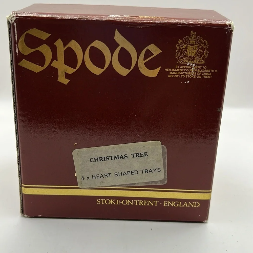 Spode Christmas Tree heart shaped dishes with original box